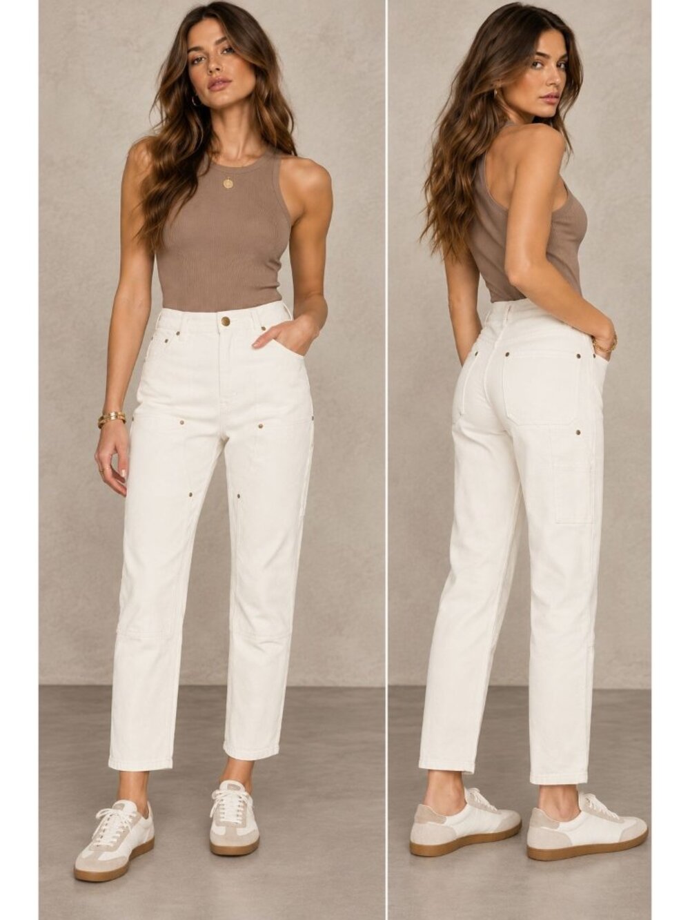 RENGGLI Slim Work Straight Leg Jeans in Bone Size 27